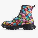 PU Leather Chunky Boots Vibrant and Colorful Buttons