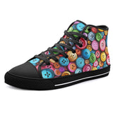 High-Top Canvas Shoes Vibrant and Colorful Buttons