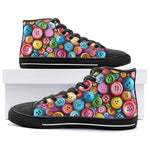 High-Top Canvas Shoes Vibrant and Colorful Buttons