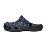 Classic Clogs Navy Blue Denim Fabric White Doodles