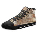 High-Top Canvas Shoes Wooden Puzzle Pieces