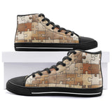 High-Top Canvas Shoes Wooden Puzzle Pieces