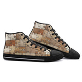 High-Top Canvas Shoes Wooden Puzzle Pieces