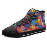 High-Top Canvas Shoes Vibrant Colorful Puzzle