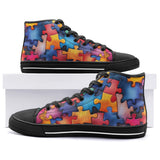 High-Top Canvas Shoes Vibrant Colorful Puzzle