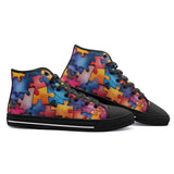 High-Top Canvas Shoes Vibrant Colorful Puzzle