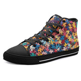 High-Top Canvas Shoes Vibrant Colorful Puzzle