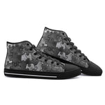 High-Top Canvas Shoes Metallic Puzzle Pattern