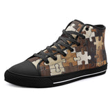 High-Top Canvas Shoes Wooden Puzzle Print