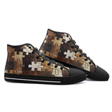 High-Top Canvas Shoes Wooden Puzzle Print