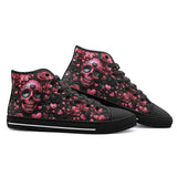 High-Top Canvas Shoes Pink Skull Roses Hearts
