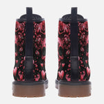 Leather Boots Pink Skull Roses Hearts