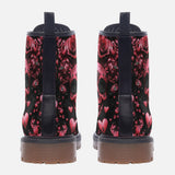 Leather Boots Pink Skull Roses Hearts