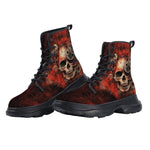 PU Leather Chunky Boots Industrial Horror Skull with Gears