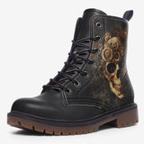Leather Boots Skull with Gears and Cogs