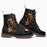 Leather Boots Skull with Gears and Cogs