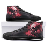 High-Top Canvas Shoes Dark Fantasy Art of Skull and Roses