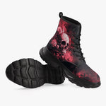 PU Leather Chunky Boots Dark Fantasy Art of Skull and Roses