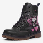 Leather Boots Skull with Crown Wings Hearts Art