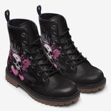 Leather Boots Skull with Crown Wings Hearts Art