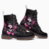 Leather Boots Skull with Crown Wings Hearts Art