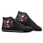 High-Top Canvas Shoes Skull with Crown Wings Hearts Art