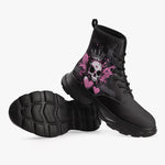 PU Leather Chunky Boots Skull with Crown Wings Hearts Art