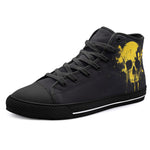 High-Top Canvas Shoes Yellow Skull Dripping Paint
