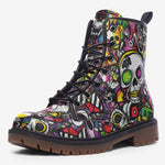 Leather Boots Graffiti Art of Cartoon Skulls