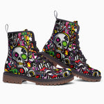 Leather Boots Graffiti Art of Cartoon Skulls