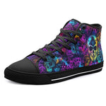 High-Top Canvas Shoes Neon Glowing Skulls and Mystical Elements