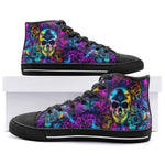 High-Top Canvas Shoes Neon Glowing Skulls and Mystical Elements