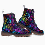 Leather Boots Neon Glowing Skulls and Mystical Elements