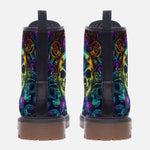 Leather Boots Neon Glowing Skulls and Mystical Elements