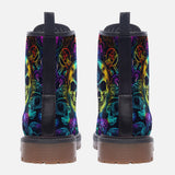 Leather Boots Neon Glowing Skulls and Mystical Elements
