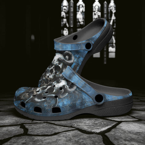 Classic Clogs Dark Fantasy Skull with Snakes