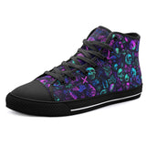 High-Top Canvas Shoes Neon Skulls Punk Symbols