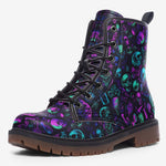Leather Boots Neon Skulls Punk Symbols