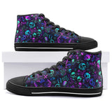 High-Top Canvas Shoes Neon Skulls Punk Symbols