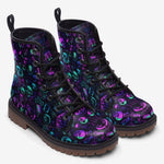 Leather Boots Neon Skulls Punk Symbols
