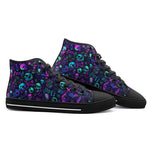 High-Top Canvas Shoes Neon Skulls Punk Symbols