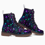 Leather Boots Neon Skulls Punk Symbols