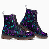 Leather Boots Neon Skulls Punk Symbols