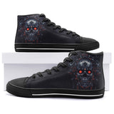 High-Top Canvas Shoes Skull Art with Cybernetic Parts