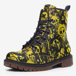 Leather Boots Yellow Skulls Symbols and Shapes