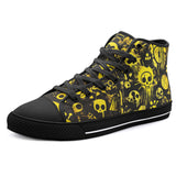 High-Top Canvas Shoes Yellow Skulls Symbols and Shapes