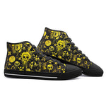 High-Top Canvas Shoes Yellow Skulls Symbols and Shapes