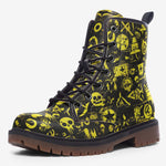Leather Boots Yellow Grunge Punk Symbols