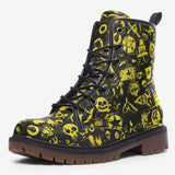 Leather Boots Yellow Grunge Punk Symbols