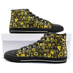 High-Top Canvas Shoes Yellow Grunge Punk Symbols